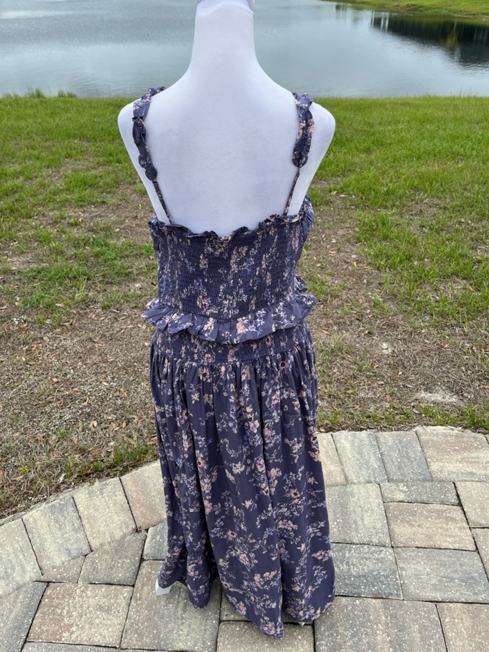NWOT Anthropologie Floral Smocked Waist Purple Summer Dress Size XL - Picture 2 of 16